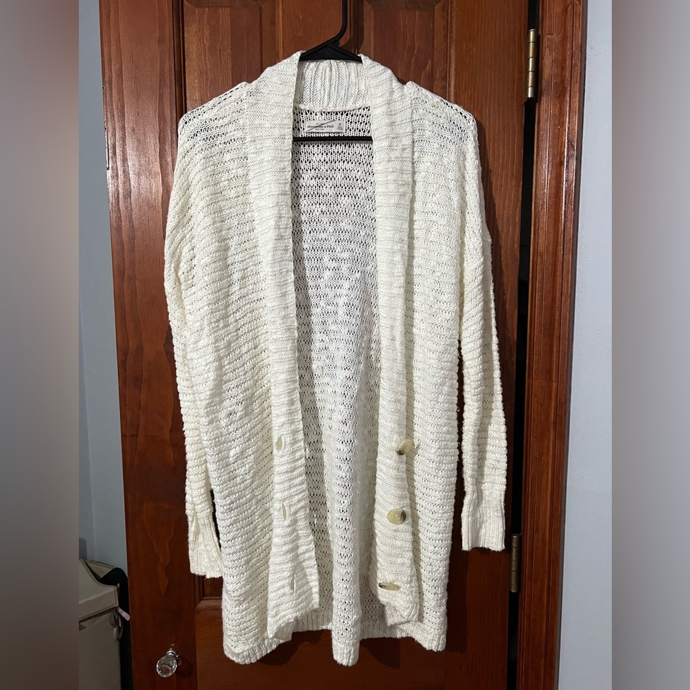 Abercrombie long white cardigan